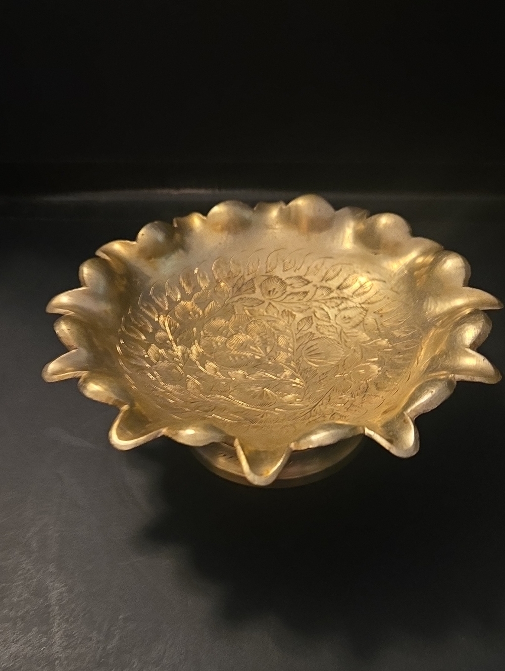 Solid Brass Hand Etched Candy/Nut Bowl